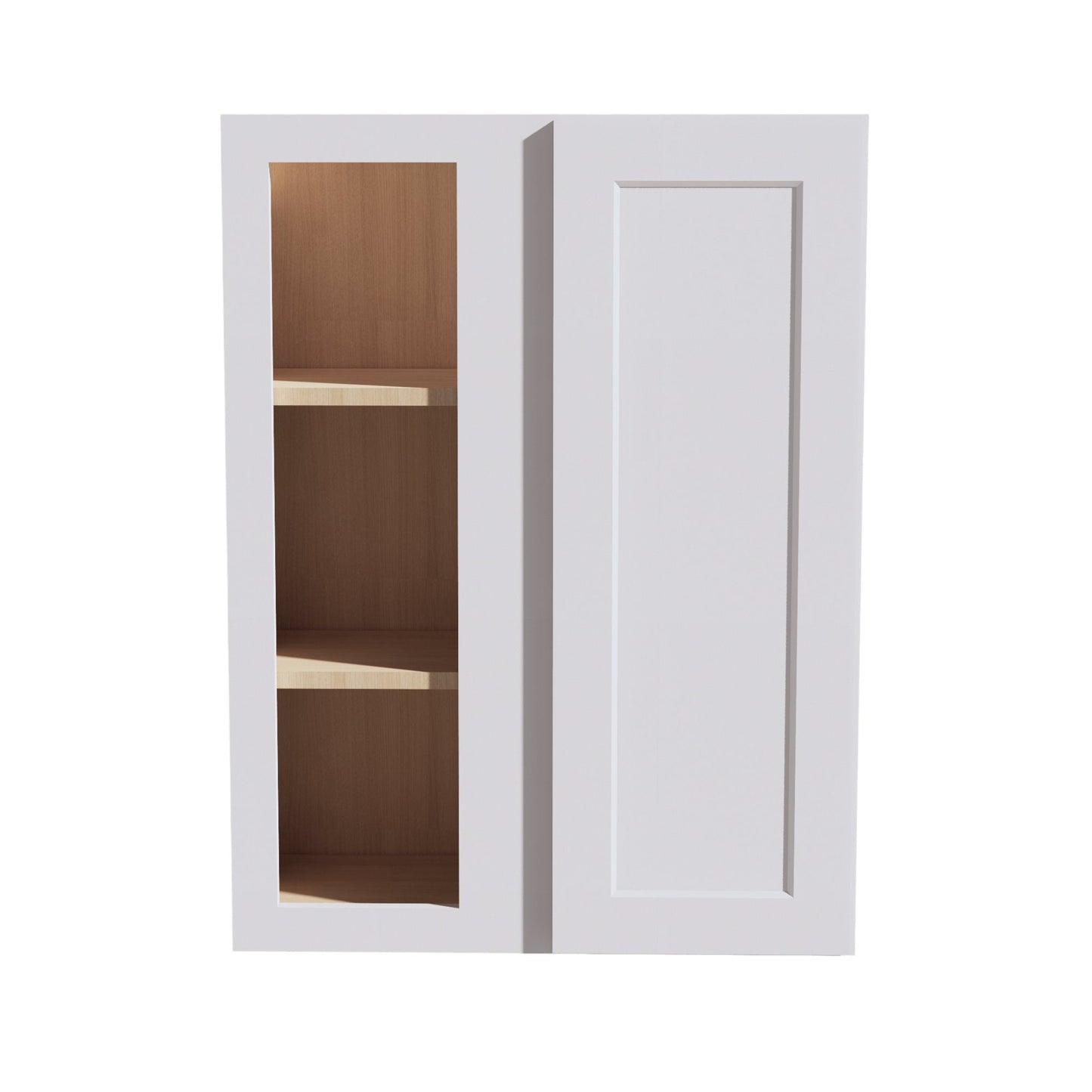 HF - WBC2736: Frost White Shaker 27"W x 36"H 1 Door & 2 Shelves Wall Blind Corner Cabinets - NextCabinets