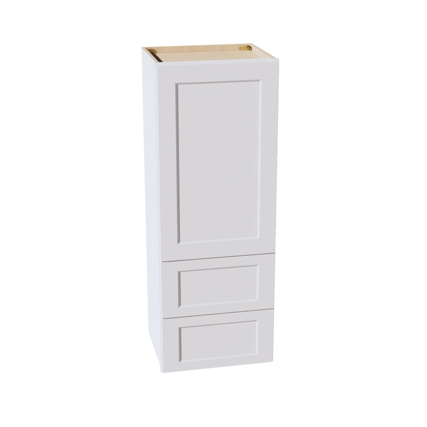 HF - WD1848: Frost White Shaker 18"W x 48"H 1 Door & 2 Drawers Special Wall Cabinet - NextCabinets