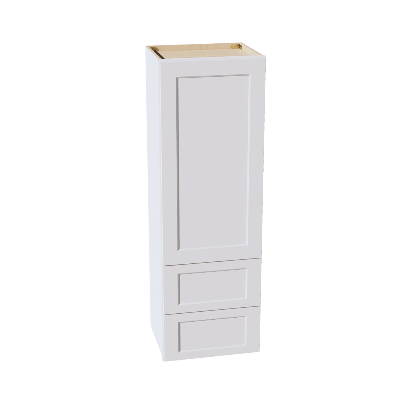 HF - WD1854: Frost White Shaker 18"W x 54"H 1 Door & 2 Drawers Special Wall Cabinet - NextCabinets