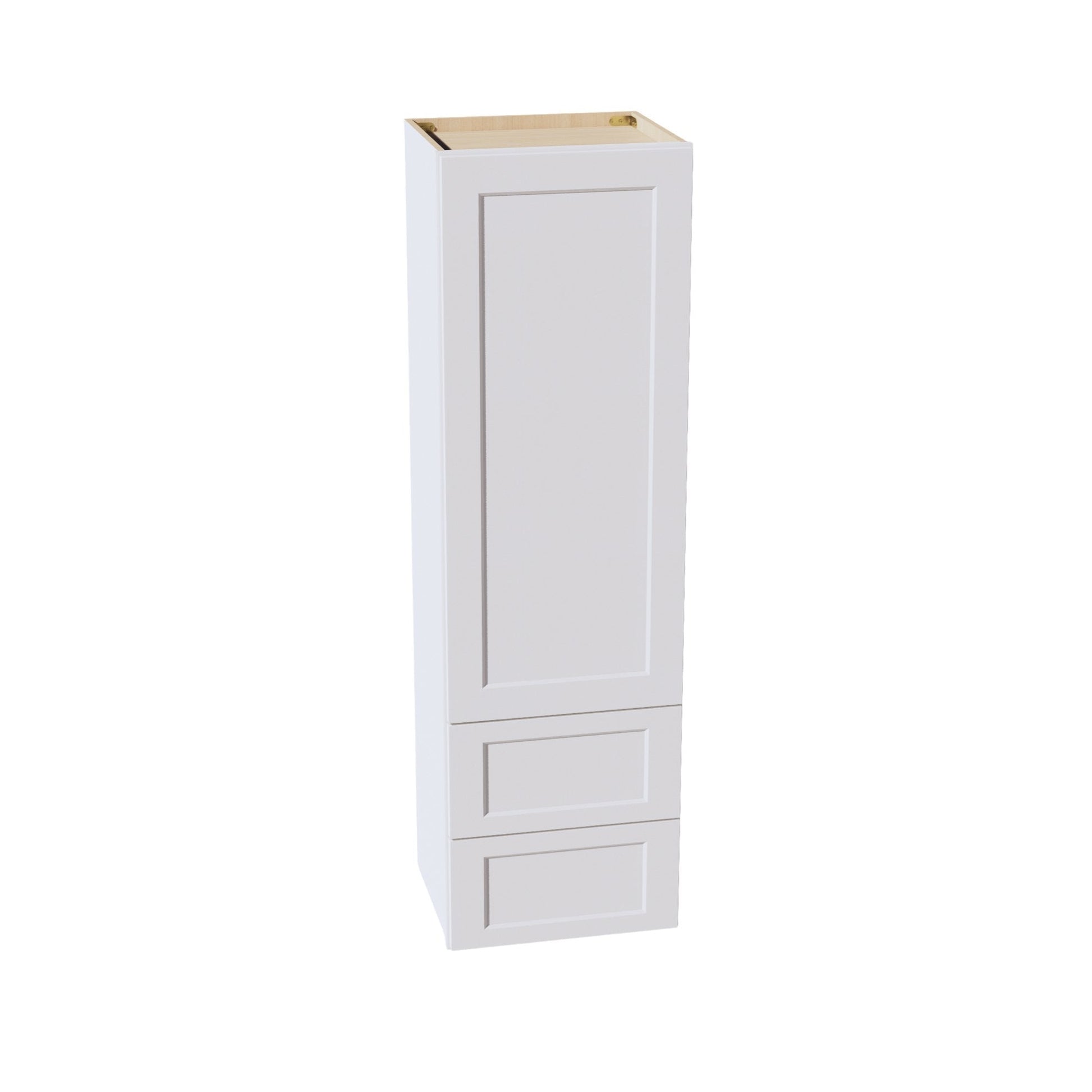 HF - WD1860: Frost White Shaker 18"W x 60"H 1 Door & 2 Drawers Special Wall Cabinet - NextCabinets