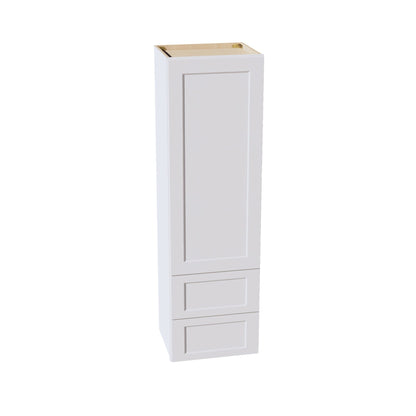 HF - WD1860: Frost White Shaker 18"W x 60"H 1 Door & 2 Drawers Special Wall Cabinet - NextCabinets