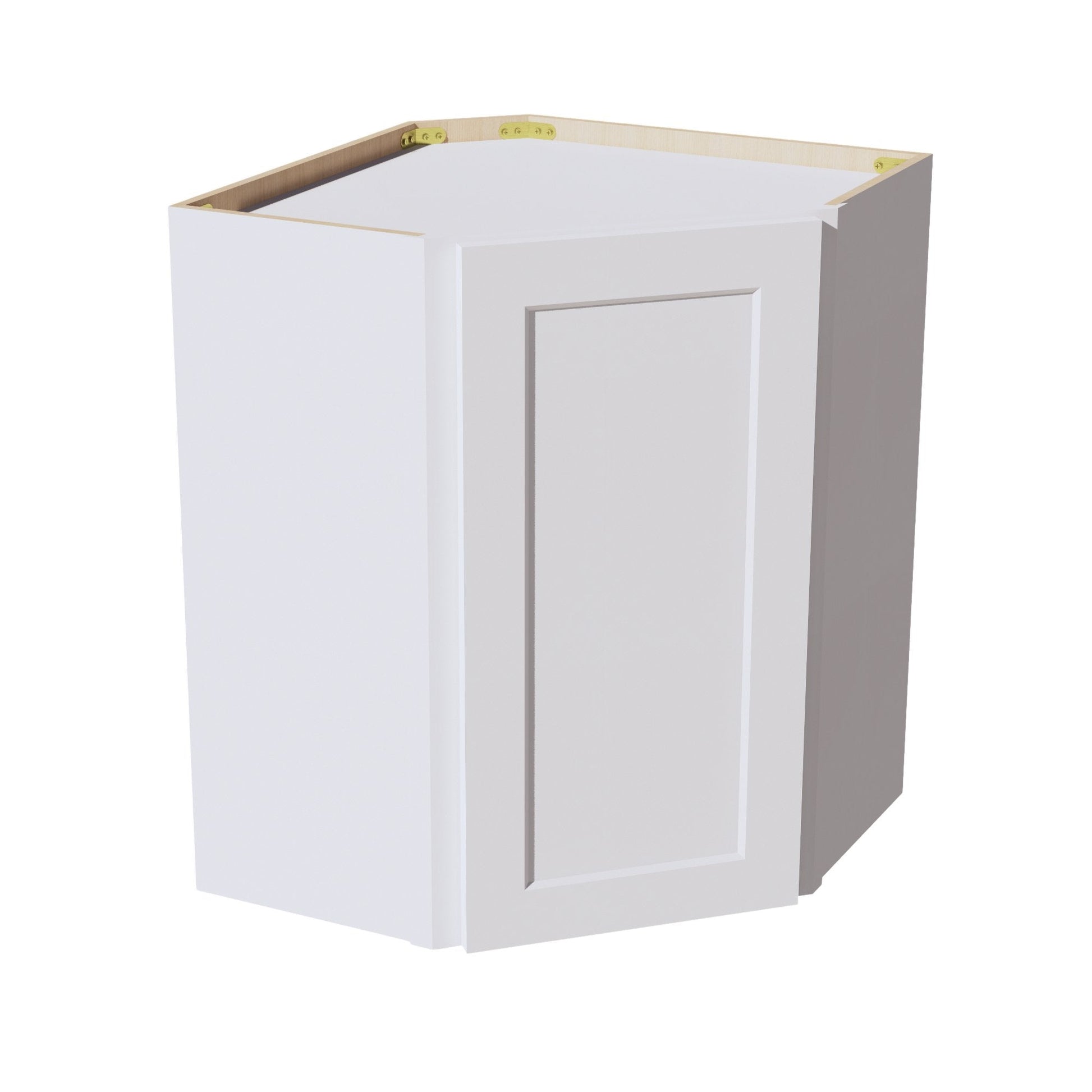 HF - WDC2430: Frost White Shaker 24"W x 30"H 1 Door & 2 Shelves Diagonal Wall Corner Cabinet - NextCabinets