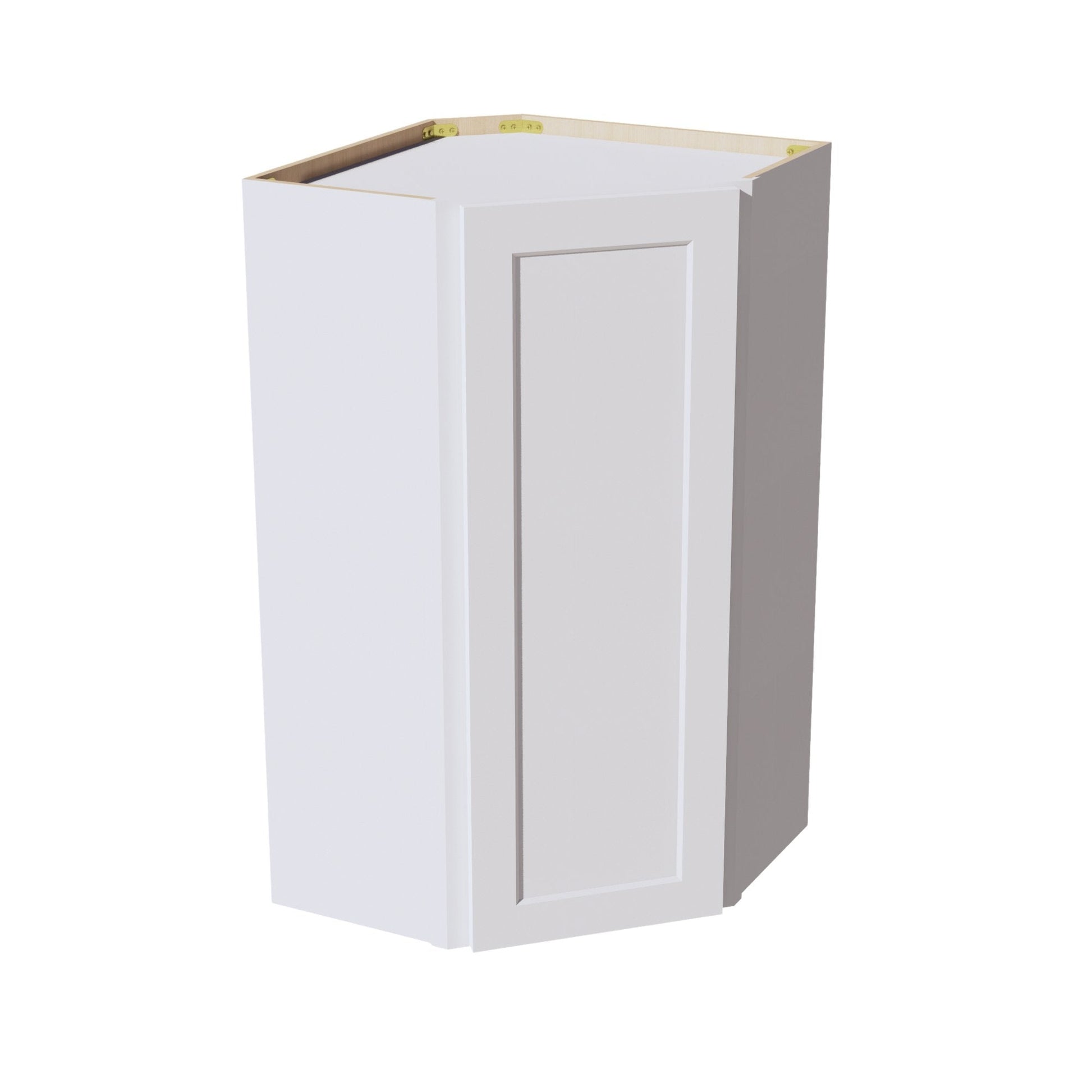 HF - WDC2442: Frost White Shaker 24"W x 42"H 1 Door & 2 Shelves Diagonal Wall Corner Cabinet - NextCabinets