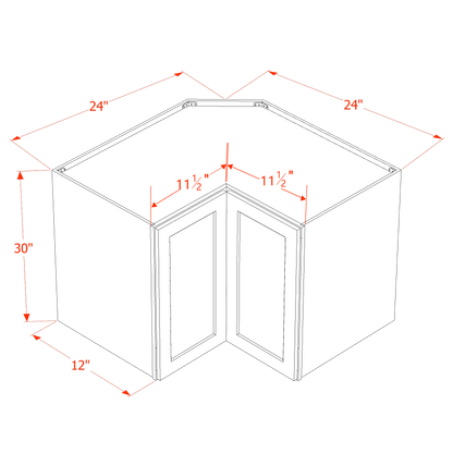 HF - WPC2430: Frost White Shaker 24"W x 30"H 1 Door & 2 Shelves Pie Cut Wall Corner Cabinet - NextCabinets