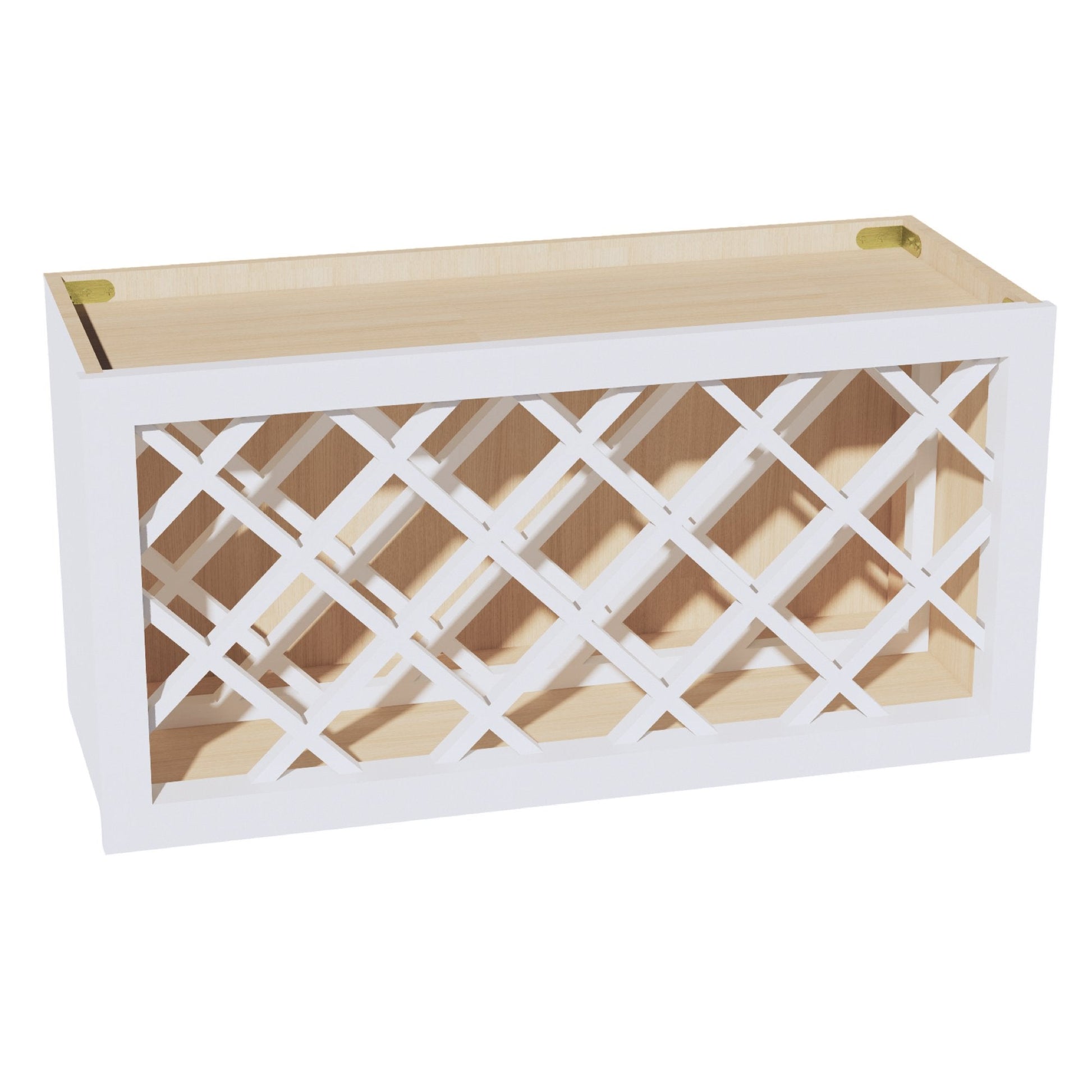 HF - WR3015: Frost White Shaker 30"W x 15"H x 12"D Wall Wine Rack Incl. Shelf - NextCabinets