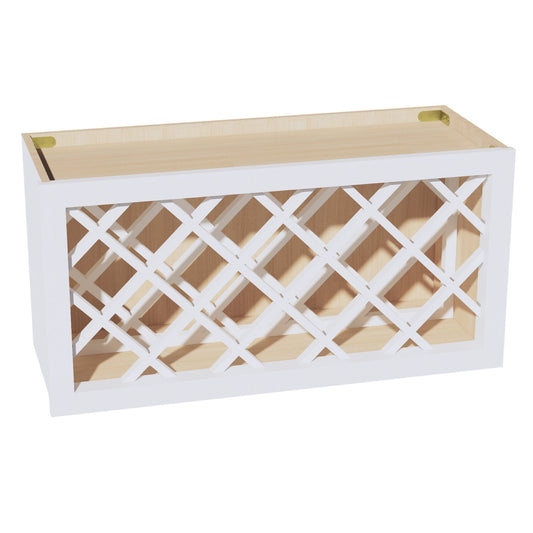 HF - WR3015: Frost White Shaker 30"W x 15"H x 12"D Wall Wine Rack Incl. Shelf - NextCabinets