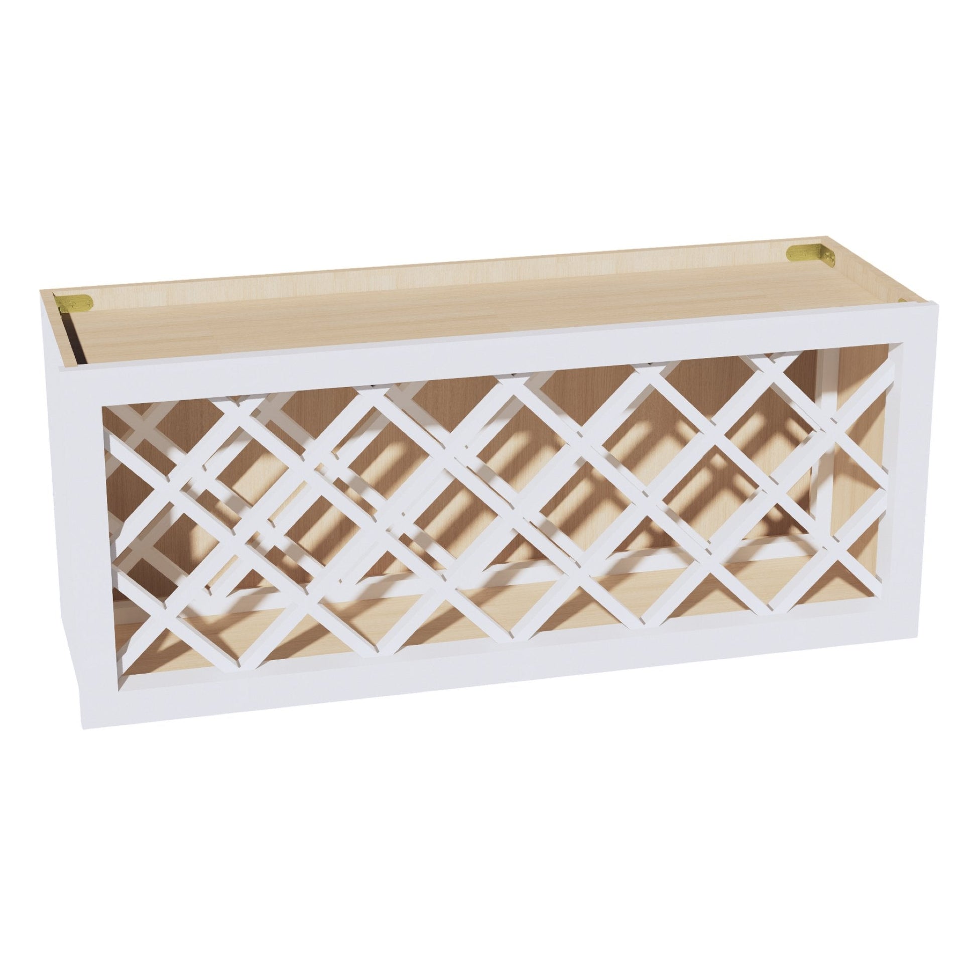 HF - WR3615: Frost White Shaker 36"W x 15"H x 12"D Wall Wine Rack Incl. Shelf - NextCabinets
