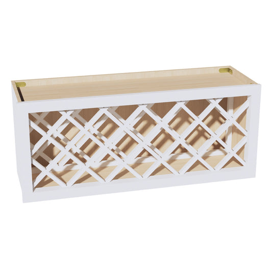 HF - WR3615: Frost White Shaker 36"W x 15"H x 12"D Wall Wine Rack Incl. Shelf - NextCabinets