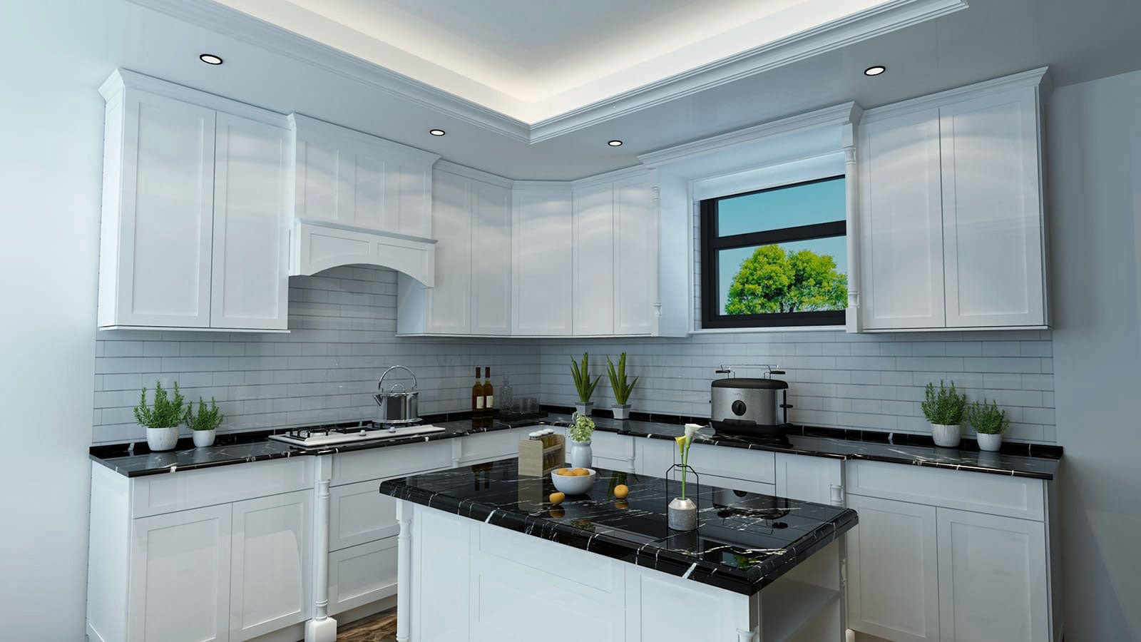 HF - WRH3036: Frost White Shaker 30"W x 36"H Wood Wall Mounted Range Hoods - NextCabinets