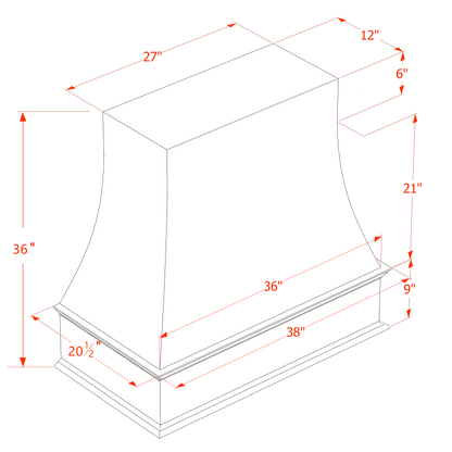 HF - WRH3636: Frost White Shaker 36"W x 36"H Wood Wall Mounted Range Hoods - NextCabinets