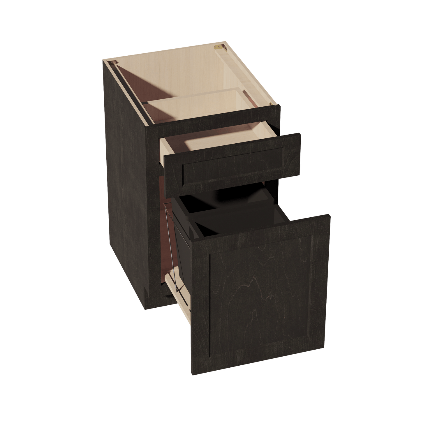 HG - B18TR: Dark Gray Shaker 18" 1 Drawer Trash Pull Out Base Cabinet - NextCabinets