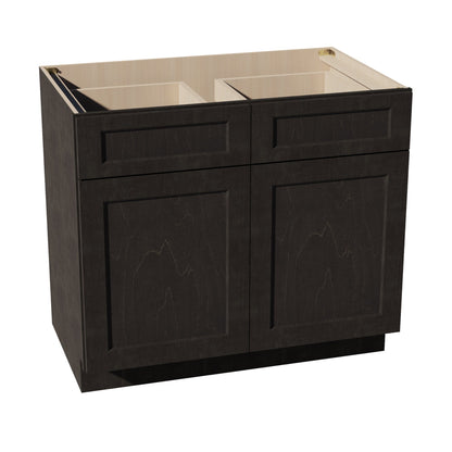 HG - B39: Dark Gray Shaker 39" 2 Drawers 2 Doors Standard Base Cabinet - NextCabinets