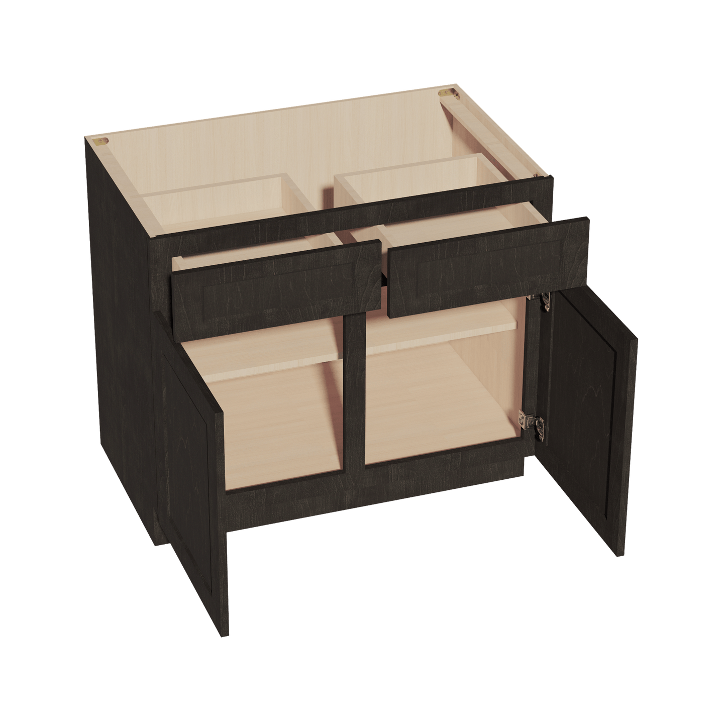 HG - B39: Dark Gray Shaker 39" 2 Drawers 2 Doors Standard Base Cabinet - NextCabinets