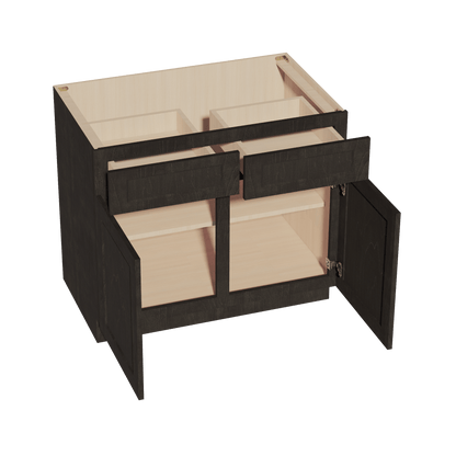 HG - B39: Dark Gray Shaker 39" 2 Drawers 2 Doors Standard Base Cabinet - NextCabinets