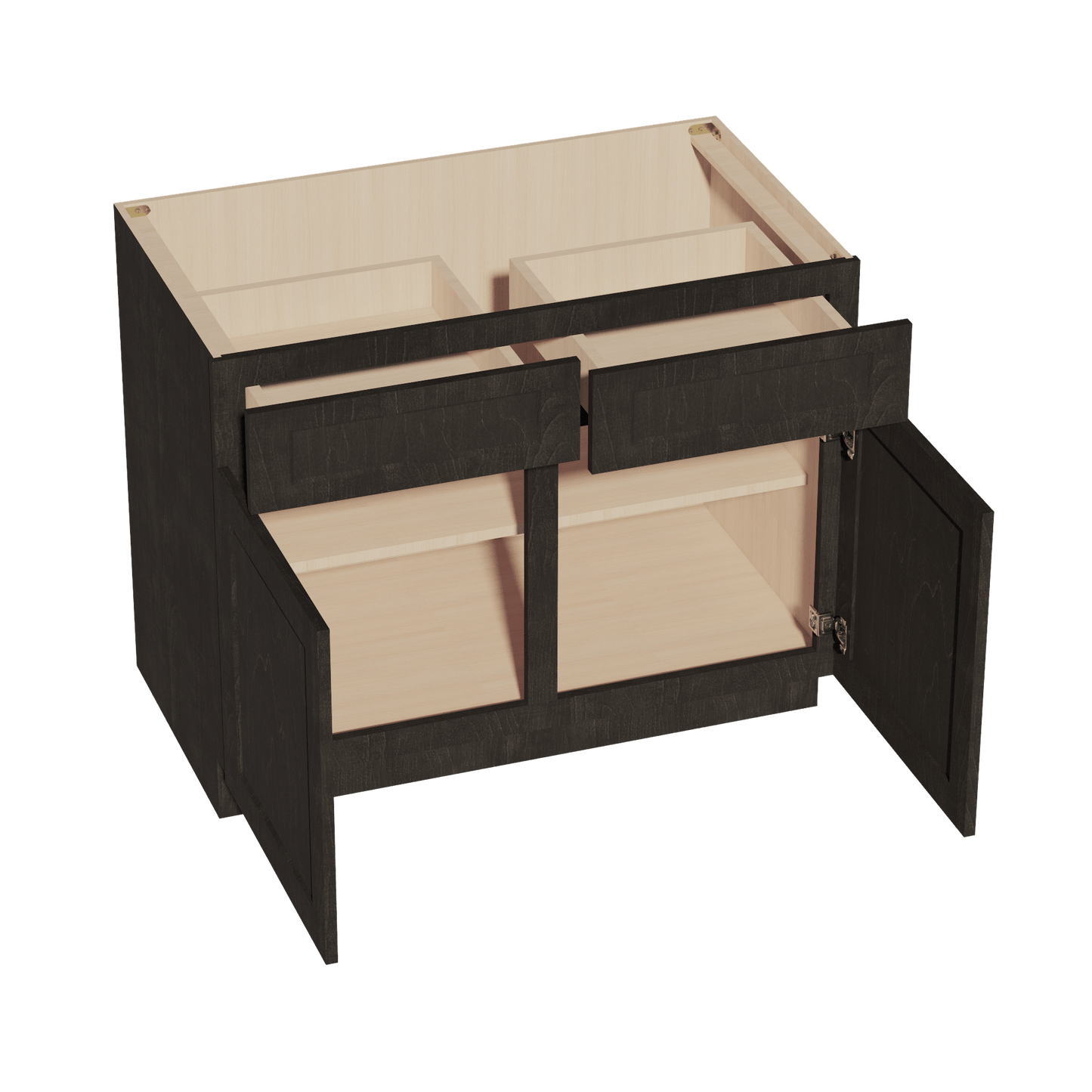 HG - B42: Dark Gray Shaker 42" 2 Drawers 2 Doors Standard Base Cabinet - NextCabinets