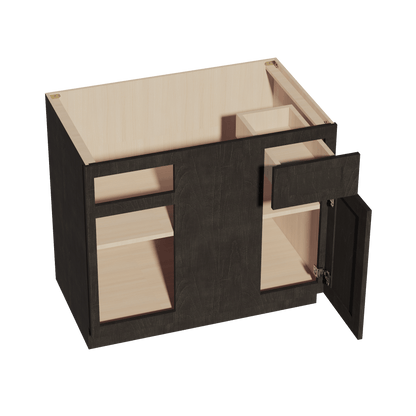 HG - BBC39/42: Dark Gray Shaker 39" 1 Door - 1 Drawer Blind Corner Base Cabinet - NextCabinets