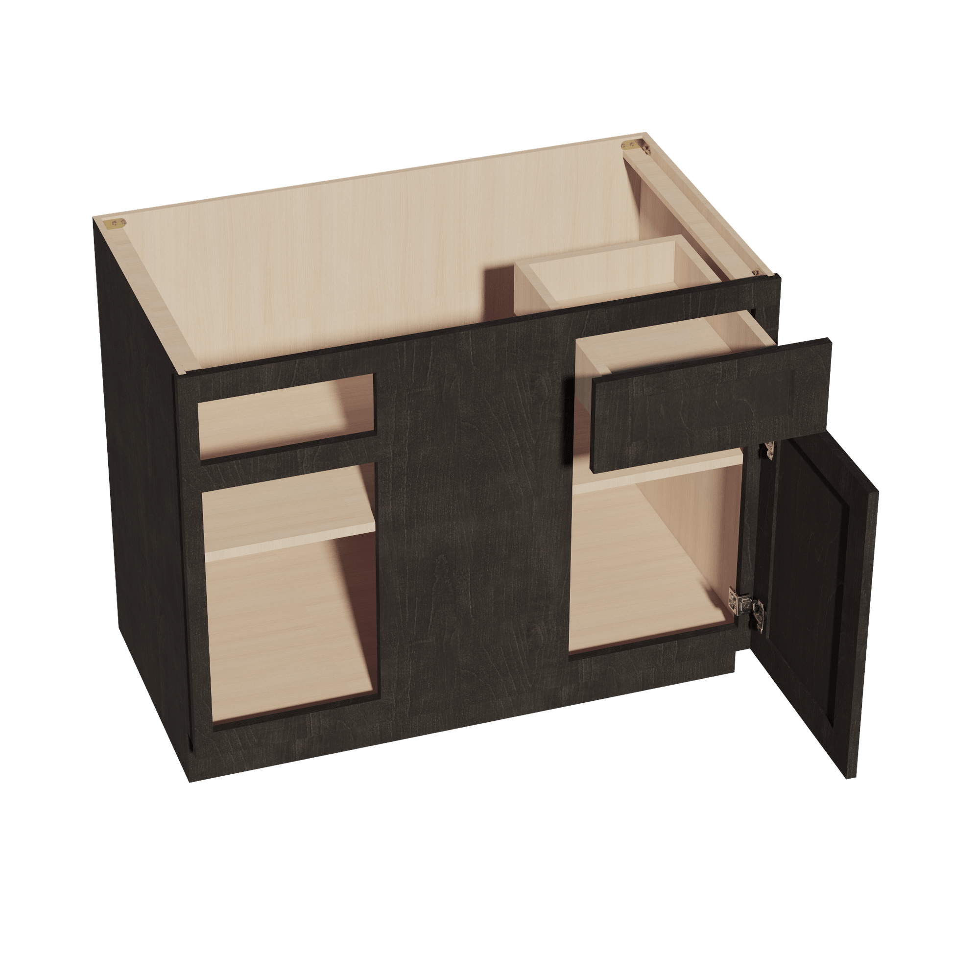 HG - BBC42/45: Dark Gray Shaker 42" 1 Door - 1 Drawer Blind Corner Base Cabinets - NextCabinets