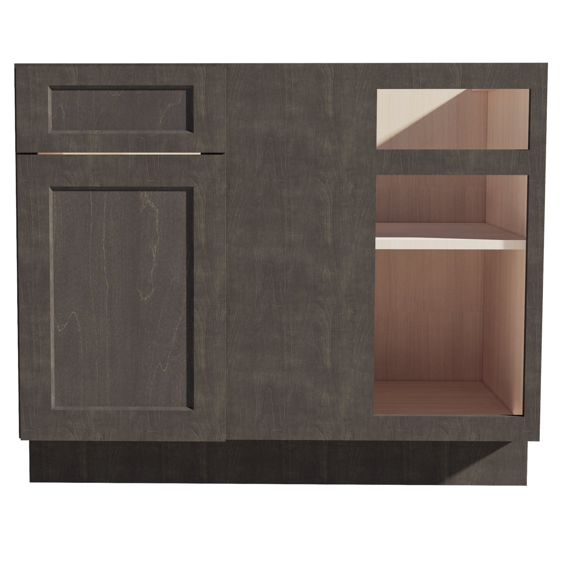 HG - BBC42/45: Dark Gray Shaker 42" 1 Door - 1 Drawer Blind Corner Base Cabinets - NextCabinets