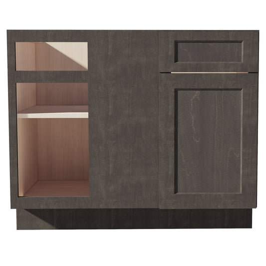 HG - BBC42/45: Dark Gray Shaker 42" 1 Door - 1 Drawer Blind Corner Base Cabinets - NextCabinets