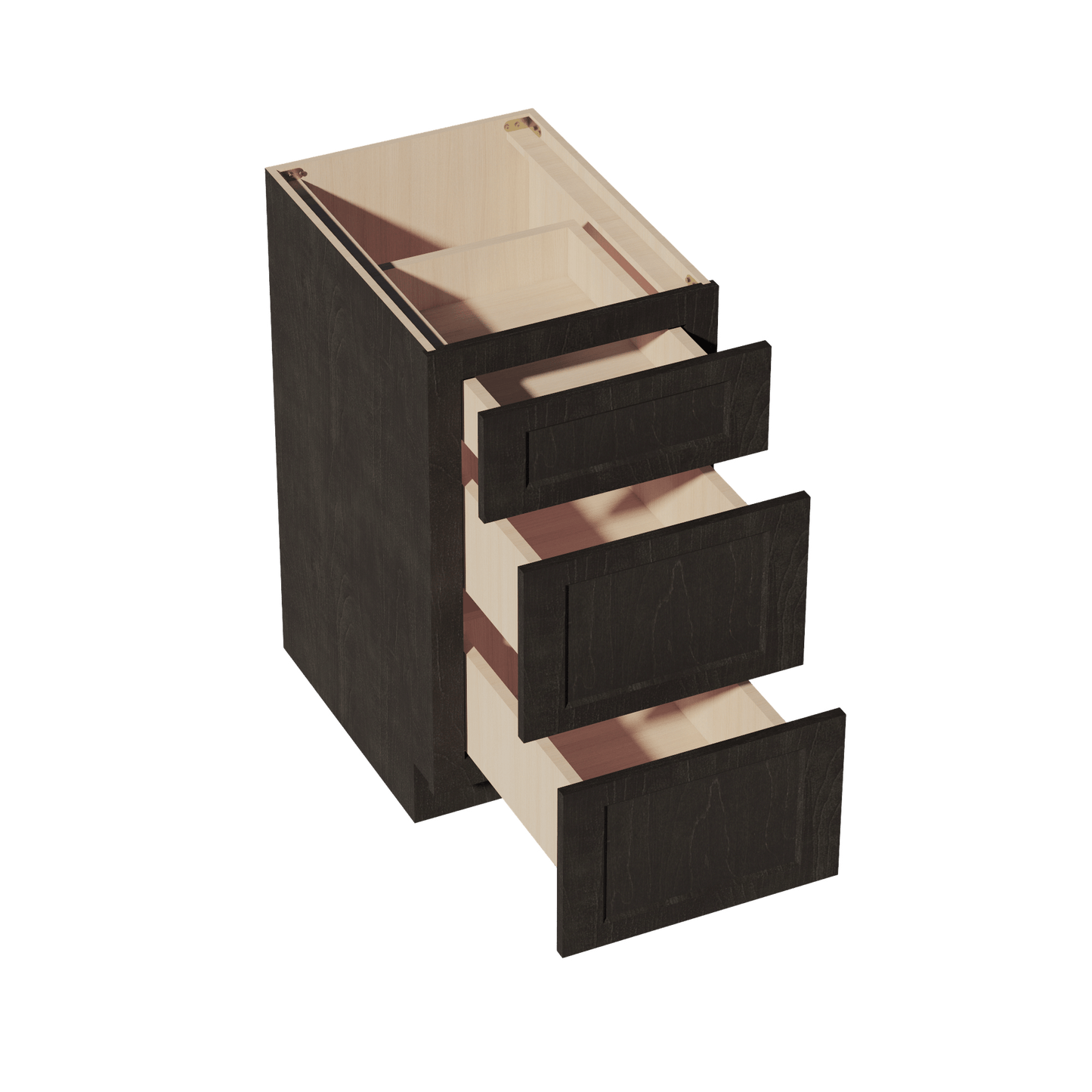 HG - DB18: Dark Gray Shaker 18" 3 Drawers Base Cabinet - NextCabinets