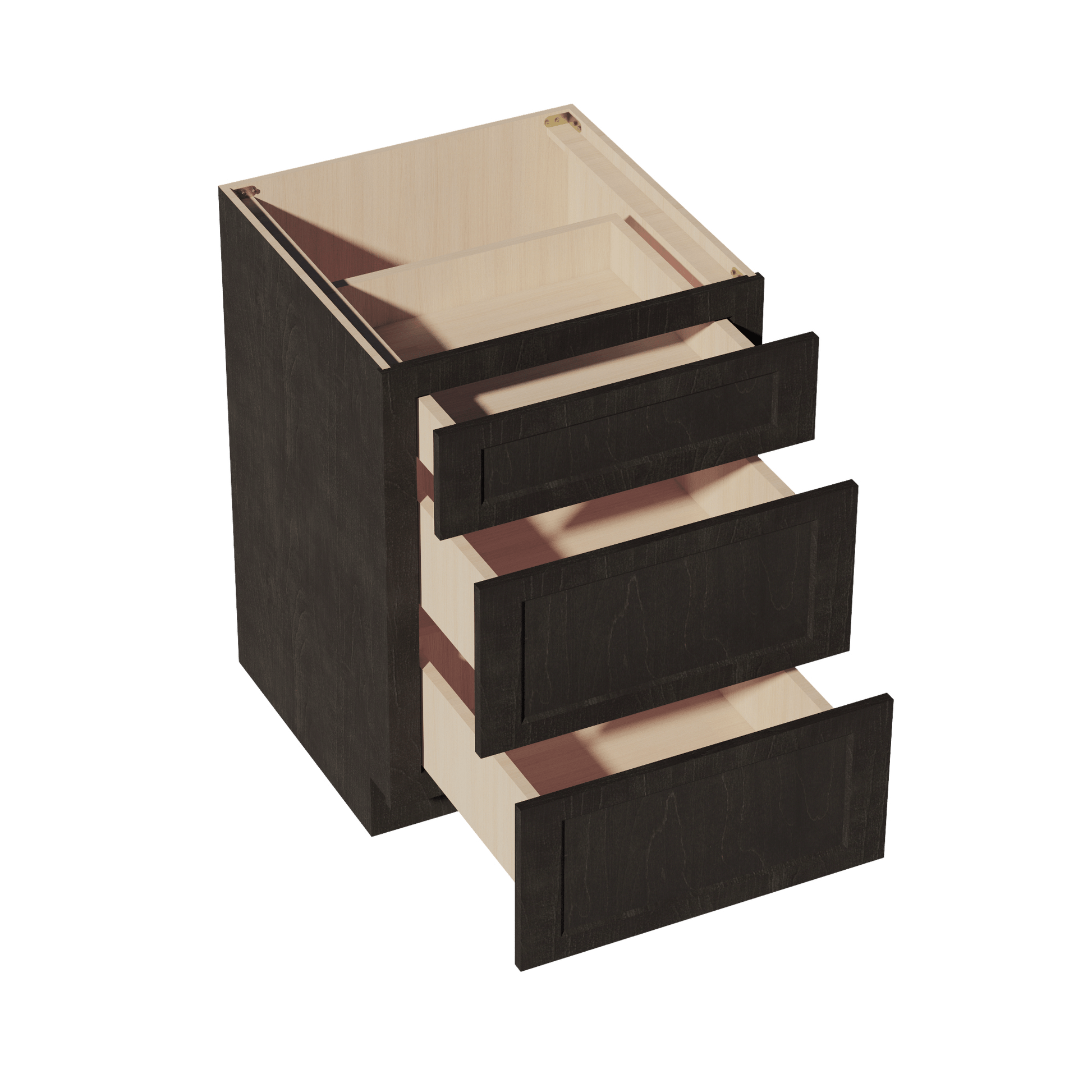 HG - DB24: Dark Gray Shaker 24" 3 Drawers Base Cabinet - NextCabinets