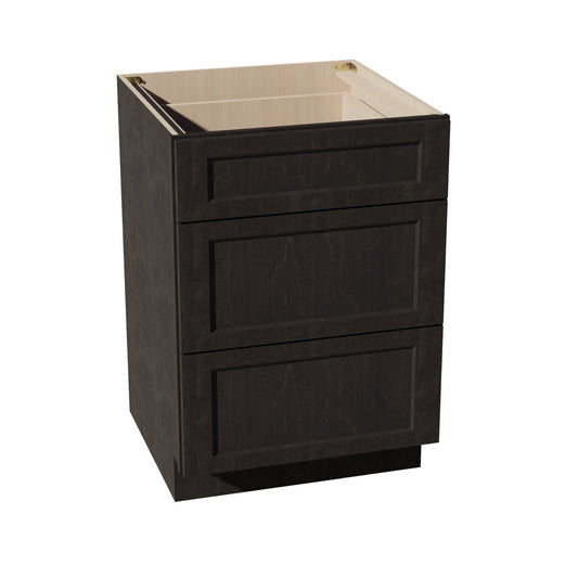 HG - DB24: Dark Gray Shaker 24" 3 Drawers Base Cabinet - NextCabinets