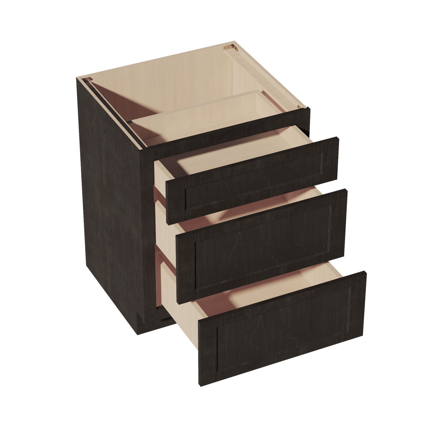 HG - DB27: Dark Gray Shaker 27" 3 Drawers Base Cabinet - NextCabinets