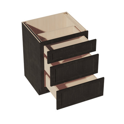 HG - DB27: Dark Gray Shaker 27" 3 Drawers Base Cabinet - NextCabinets