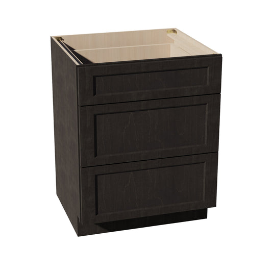 HG - DB27: Dark Gray Shaker 27" 3 Drawers Base Cabinet - NextCabinets
