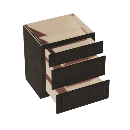 HG - DB30: Dark Gray Shaker 30" 3 Drawers Base Cabinet - NextCabinets