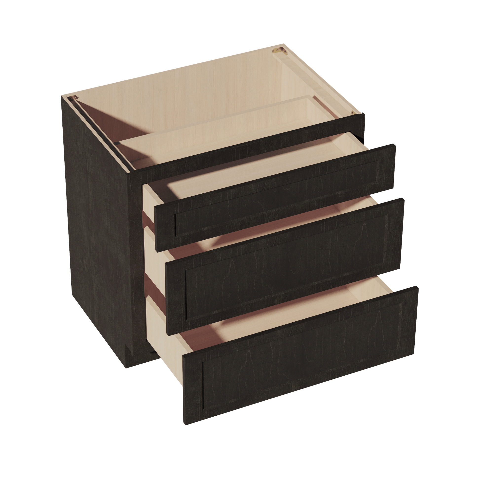 HG - DB36: Dark Gray Shaker 36" 3 Drawers Base Cabinet - NextCabinets