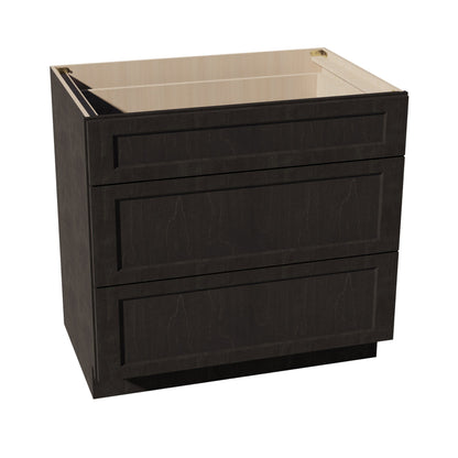 HG - DB36: Dark Gray Shaker 36" 3 Drawers Base Cabinet - NextCabinets
