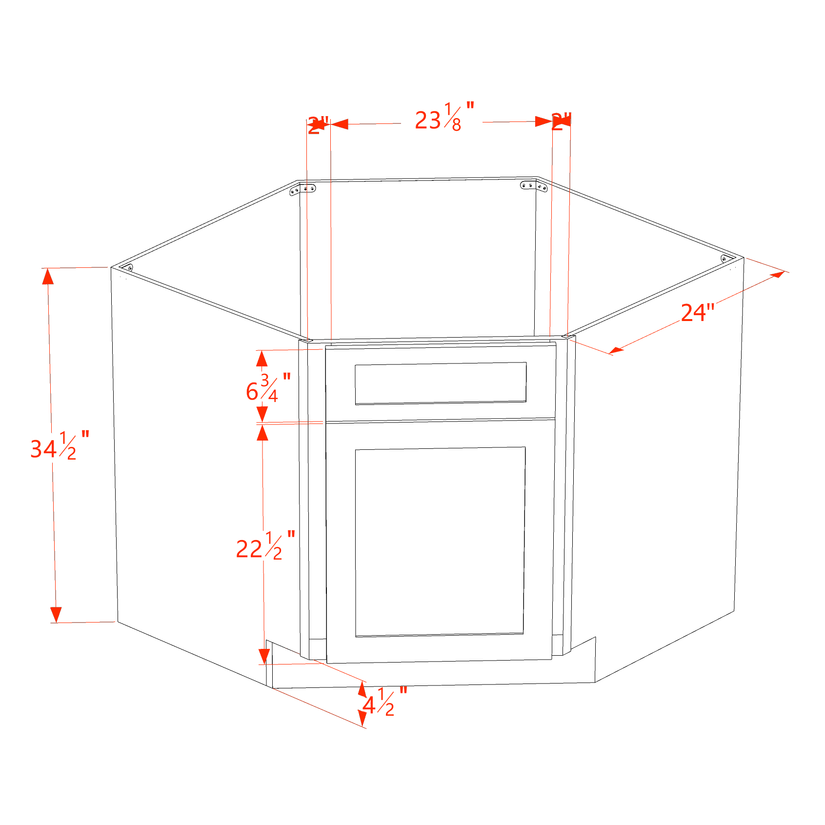 HG - DSB42: Dark Gray Shaker 42" 1 Door - 1 False Drawer Corner Sink Base Cabinets - NextCabinets