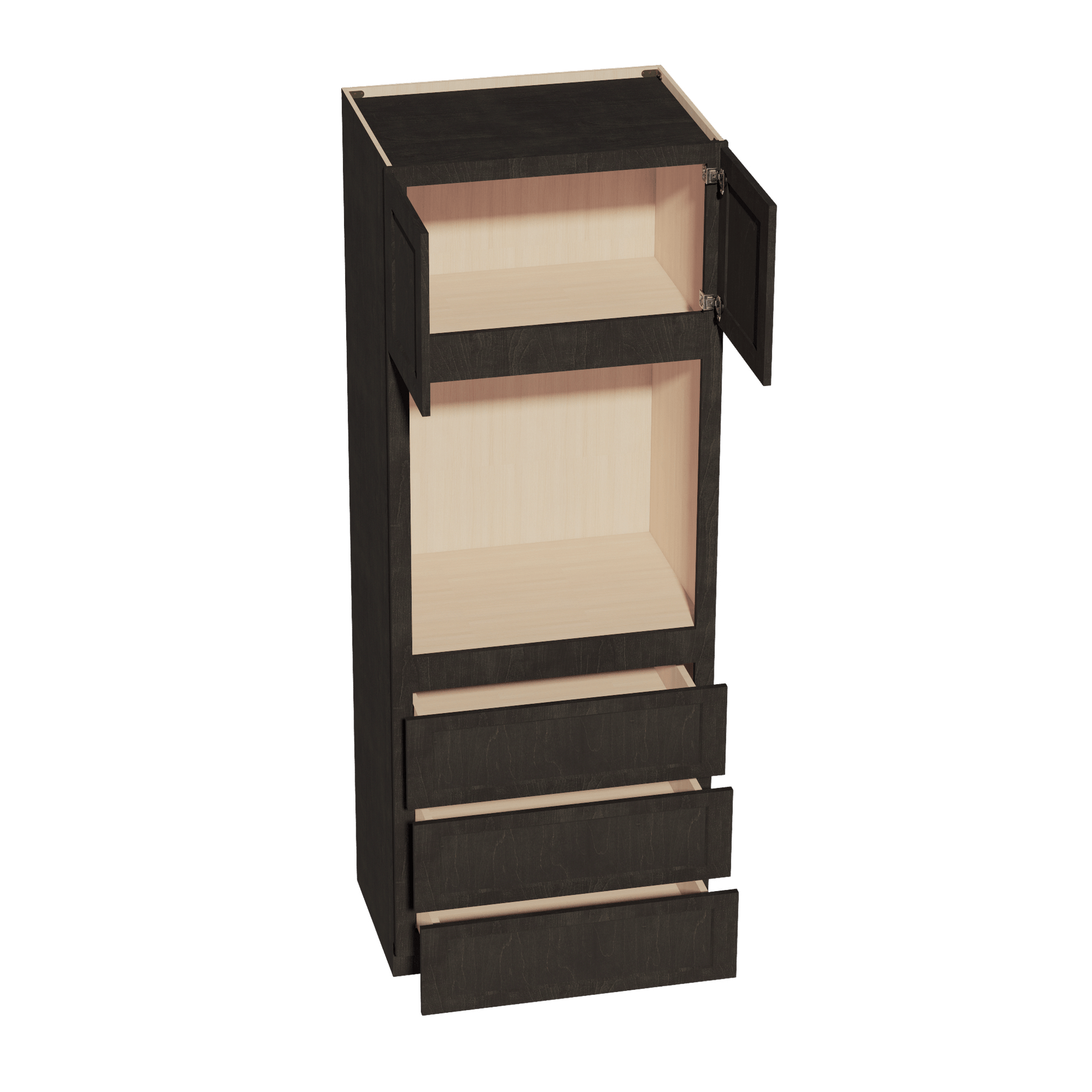 HG - OC3390: Dark Gray Shaker 33"W x 90"H x 24"D 2 Doors & 3 Drawers Tall Oven Shelf Cabinets - NextCabinets