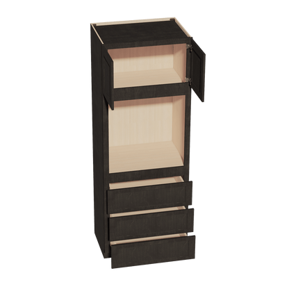 HG - OC3390: Dark Gray Shaker 33"W x 90"H x 24"D 2 Doors & 3 Drawers Tall Oven Shelf Cabinets - NextCabinets