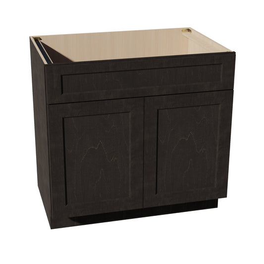 HG - SB36: Dark Gray Shaker 36" 2 Doors 1 False Drawer Sink Base Cabinet - NextCabinets