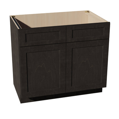 HG - SB39: Dark Gray Shaker 39" 2 Doors 2 False Drawers Sink Base Cabinet - NextCabinets