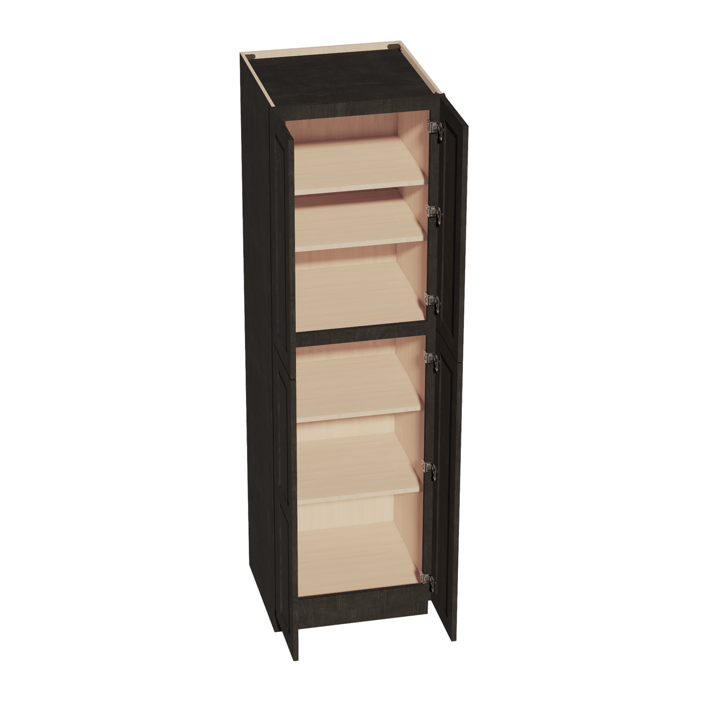 HG - TP2484: Dark Gray Shaker 24"W x 84"H x 24"D 4 Door & 5 Shelves Tall Shelf Pantry Cabinets - NextCabinets
