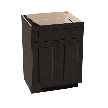 HG - VB2421: Dark Gray Shaker 24"W x 34 - 1/2"H x 21"D 2 Doors & 1 Drawer Double Door Vanity Base Cabinets - NextCabinets