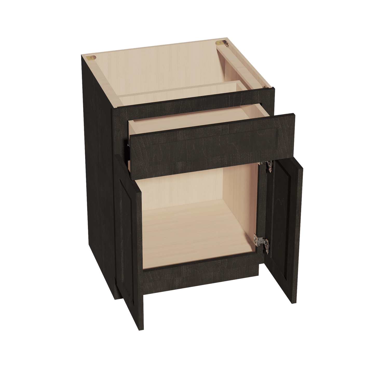 HG - VB2421: Dark Gray Shaker 24"W x 34 - 1/2"H x 21"D 2 Doors & 1 Drawer Double Door Vanity Base Cabinets - NextCabinets