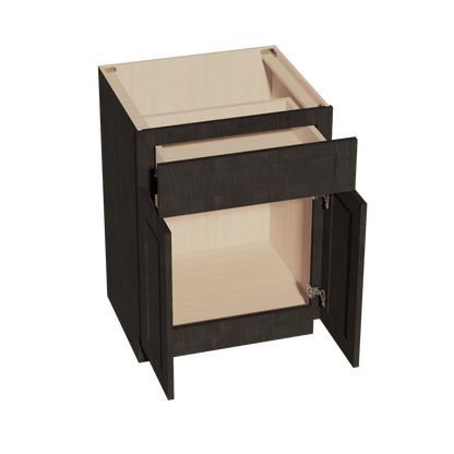 HG - VB2421: Dark Gray Shaker 24"W x 34 - 1/2"H x 21"D 2 Doors & 1 Drawer Double Door Vanity Base Cabinets - NextCabinets