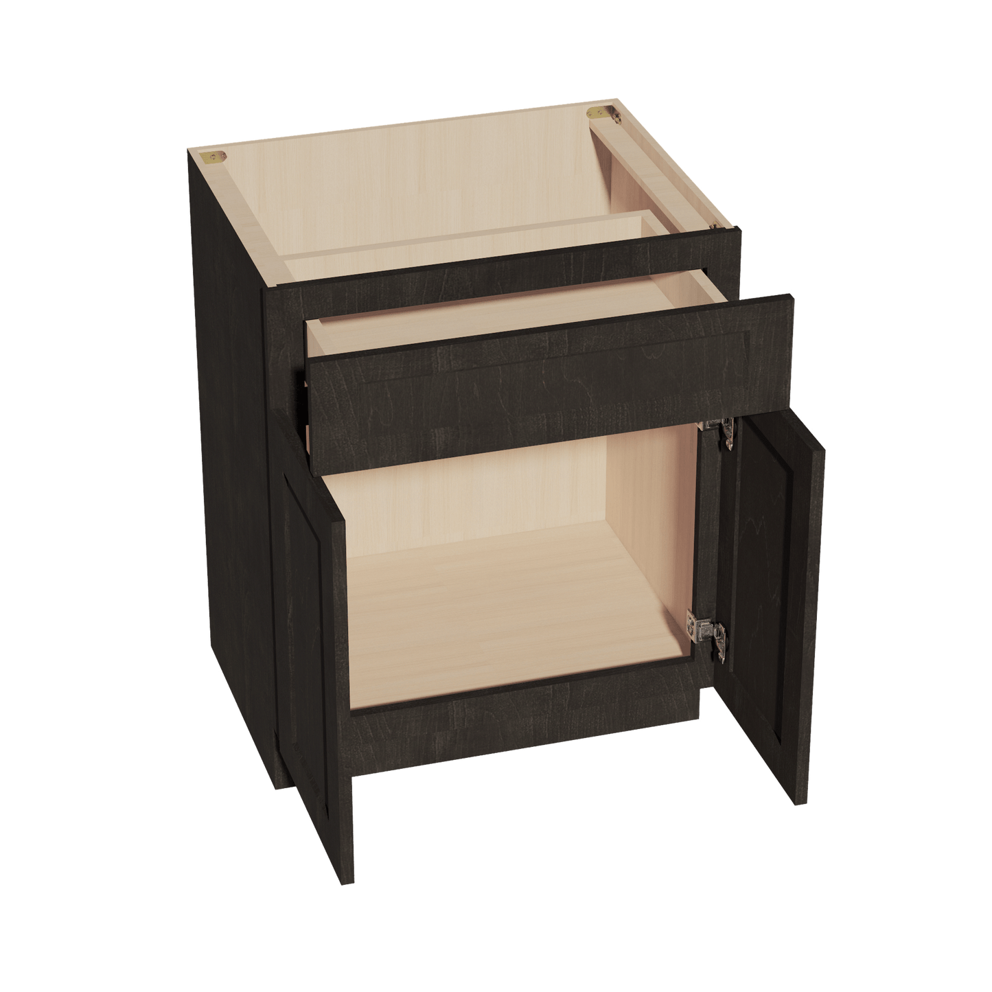 HG - VB2721: Dark Gray Shaker 27"W x 34 - 1/2"H x 21"D 2 Doors & 1 Drawer Double Door Vanity Base Cabinets - NextCabinets