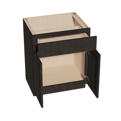 HG - VB2721: Dark Gray Shaker 27"W x 34 - 1/2"H x 21"D 2 Doors & 1 Drawer Double Door Vanity Base Cabinets - NextCabinets