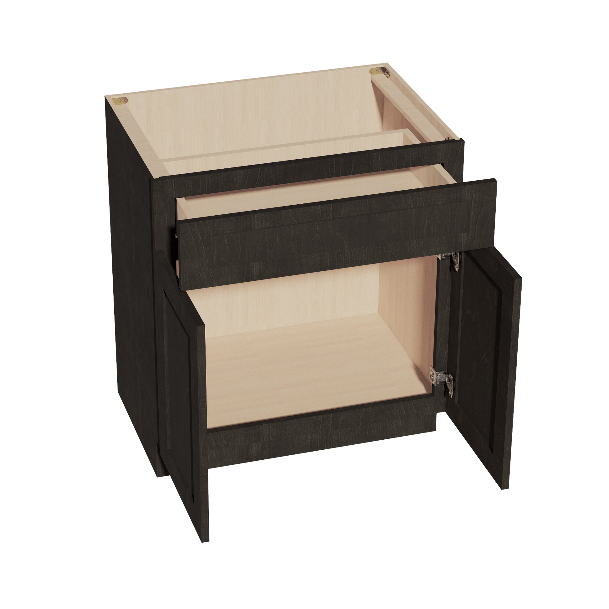 HG - VB3021: Dark Gray Shaker 30"W x 34 - 1/2"H x 21"D 2 Doors & 1 Drawer Double Door Vanity Base Cabinets - NextCabinets