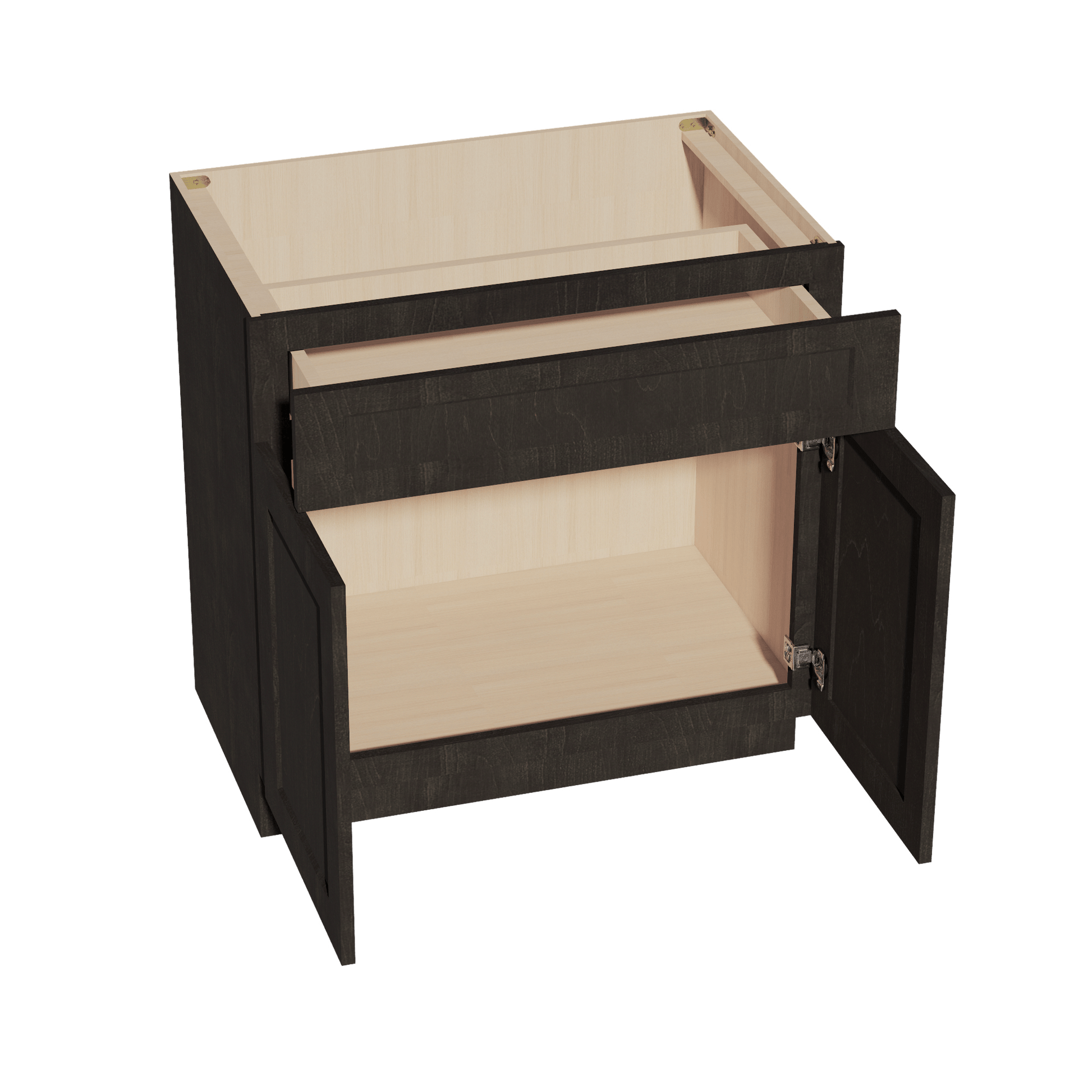 HG - VB3321: Dark Gray Shaker 33"W x 34 - 1/2"H x 21"D 2 Doors & 1 Drawer Double Door Vanity Base Cabinets - NextCabinets