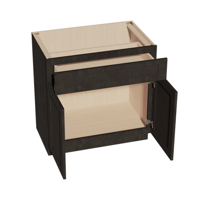 HG - VB3321: Dark Gray Shaker 33"W x 34 - 1/2"H x 21"D 2 Doors & 1 Drawer Double Door Vanity Base Cabinets - NextCabinets