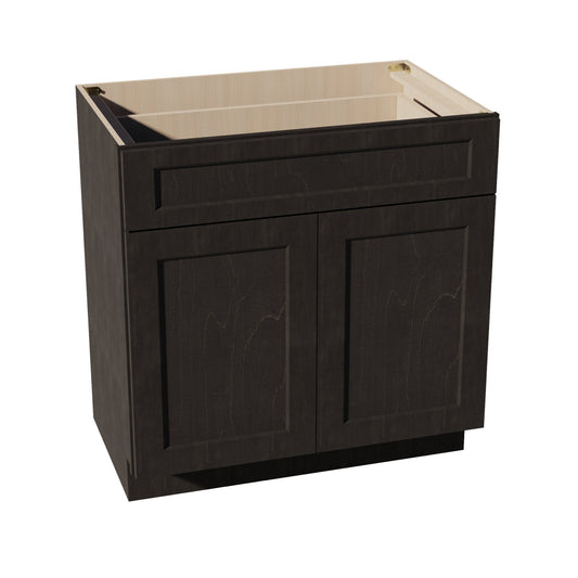 HG - VB3321: Dark Gray Shaker 33"W x 34 - 1/2"H x 21"D 2 Doors & 1 Drawer Double Door Vanity Base Cabinets - NextCabinets