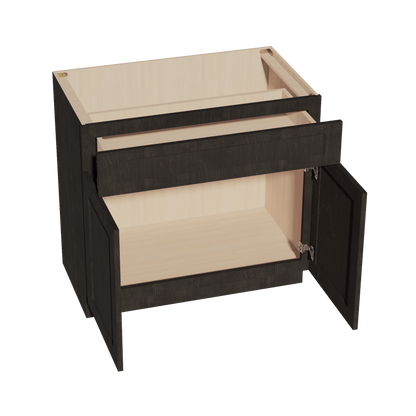 HG - VB3621: Dark Gray Shaker 36"W x 34 - 1/2"H x 21"D 2 Doors & 1 Drawer Double Door Vanity Base Cabinets - NextCabinets