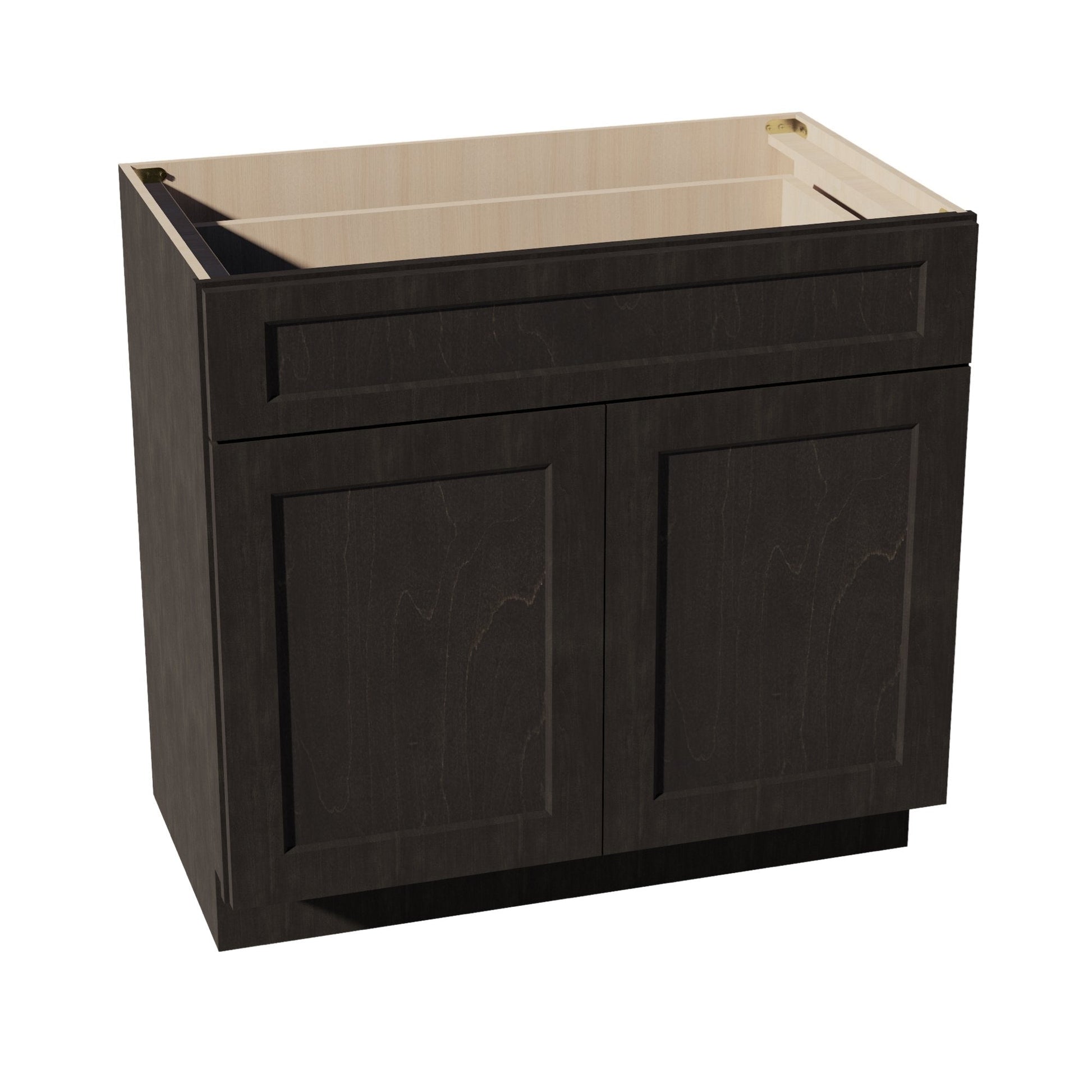 HG - VB3621: Dark Gray Shaker 36"W x 34 - 1/2"H x 21"D 2 Doors & 1 Drawer Double Door Vanity Base Cabinets - NextCabinets