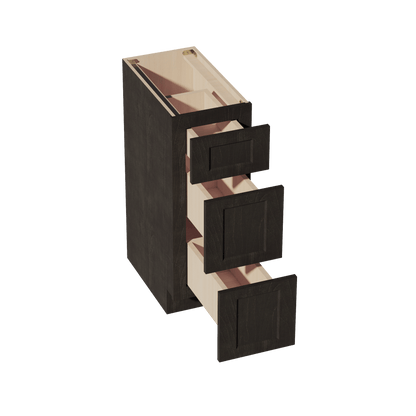 HG - VDB1221: Dark Gray Shaker 12"W x 34 - 1/2"H x 21"D 3 Drawers Vanity Base Cabinets - NextCabinets